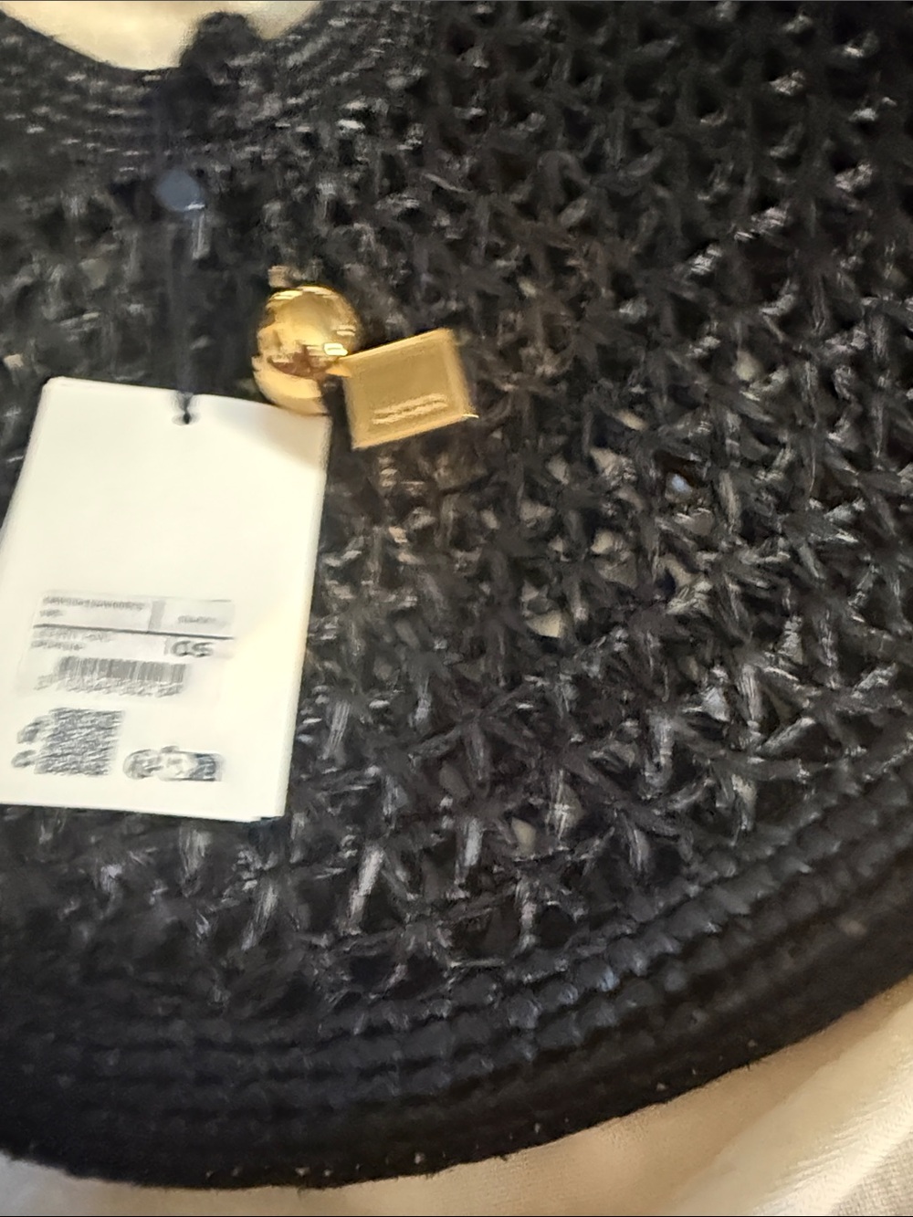 Jacquemus Black Woven Round Tote with Gold Charms - Picture 10 of 11